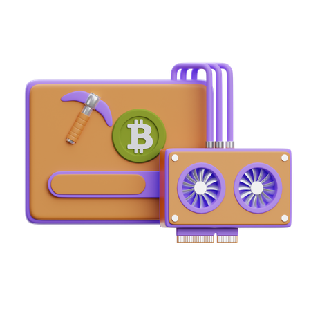 채굴 소프트웨어 및 그래픽 카드  3D Icon