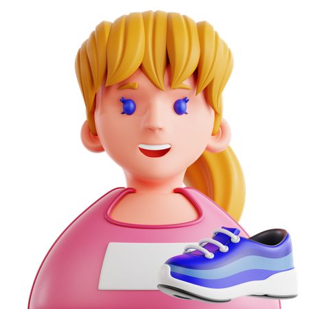 女性ランナー  3D Icon