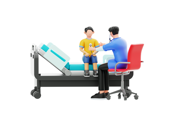 子供を診察する医師  3D Icon