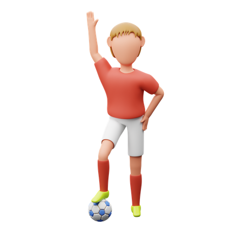 手を振るサッカー選手  3D Icon