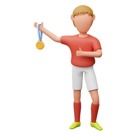 メダルを運ぶサッカー選手  3D Icon