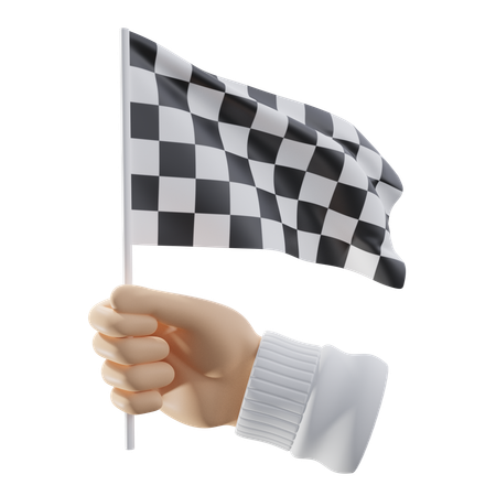 레이스 플래그를 든 손  3D Icon