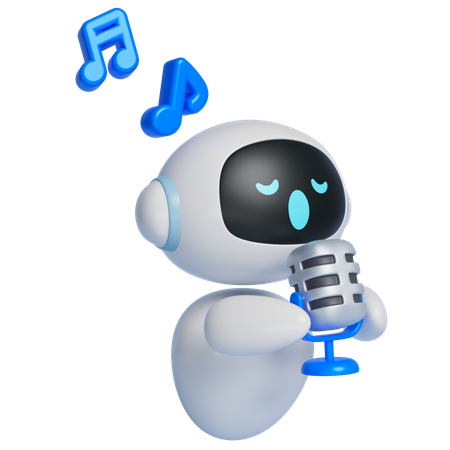 マイクを持って歌うロボット  3D Icon