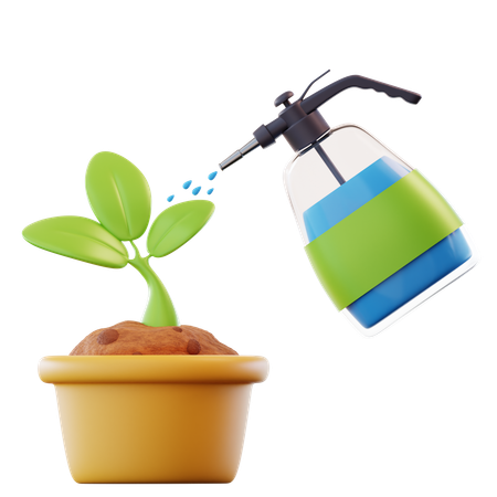 植物に水を吹きかける  3D Icon
