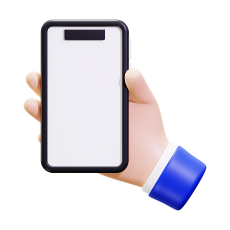 手には白い画面の黒い携帯電話が握られている  3D Icon