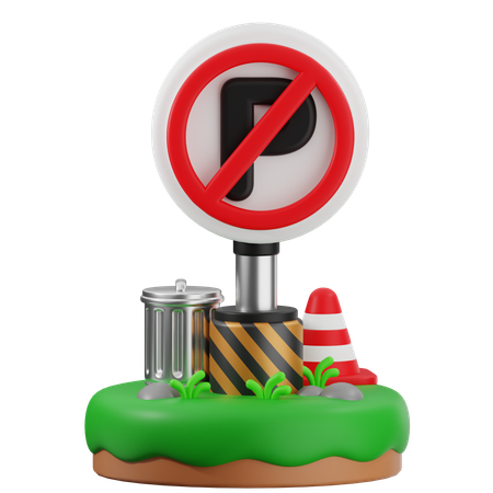 주차 금지 표지판  3D Icon