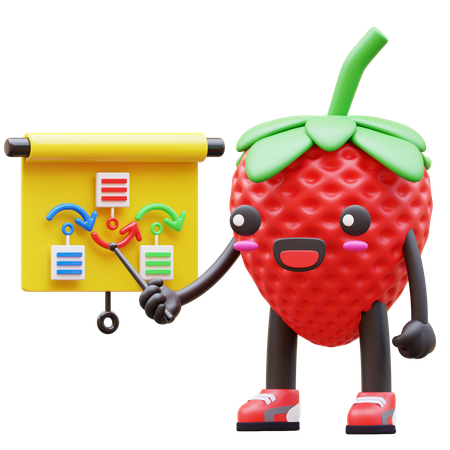 귀여운 딸기로 설명하는 사업 전략  3D Icon