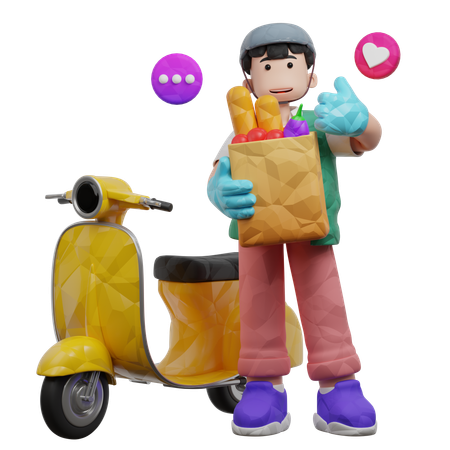 배달 전문가 음식 배달  3D Icon
