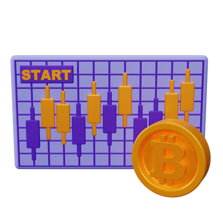 비트코인 촛대  3D Icon