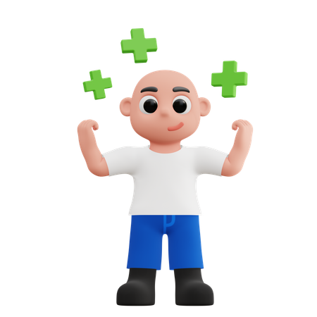 健康と強さを示す少年  3D Icon
