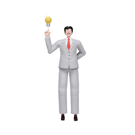 전구를 들고 혁신을 선보이는 사업가  3D Icon