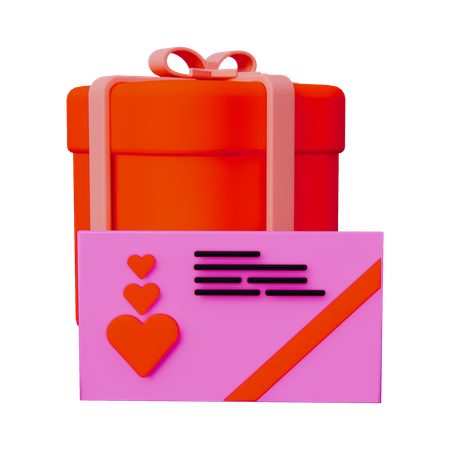 선물 상자와 사랑 후자  3D Icon