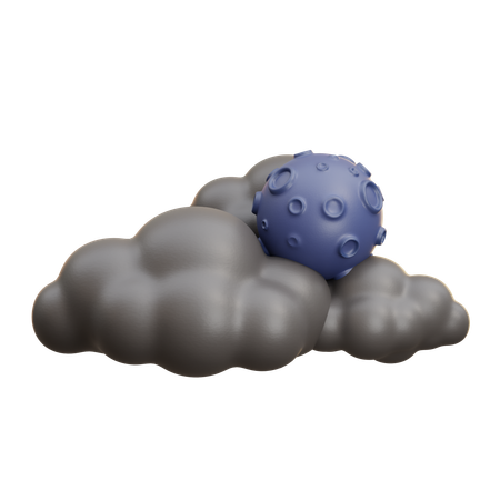 雲と月  3D Icon