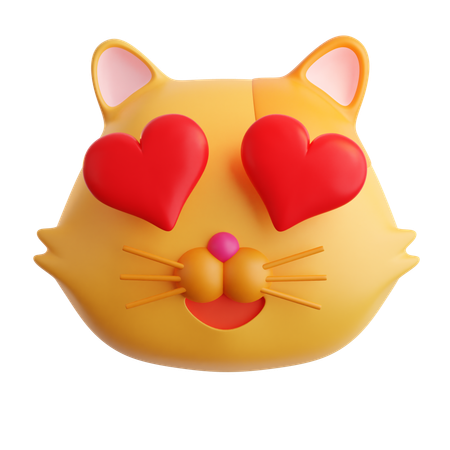 恋する猫の絵文字  3D Icon