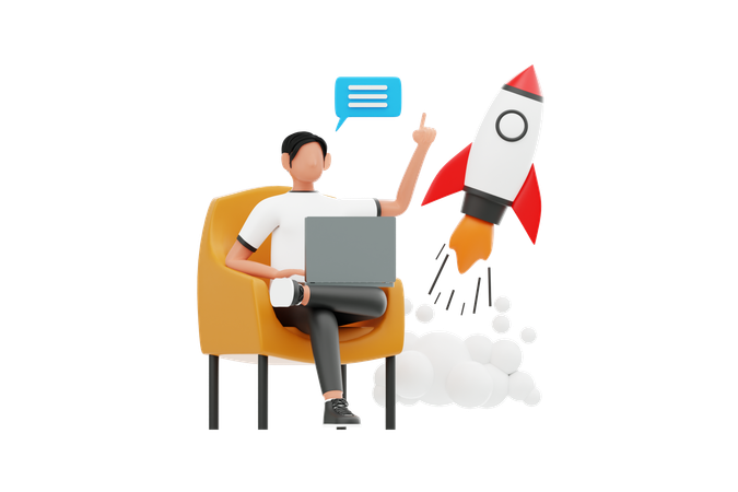 사업 창업에 종사하는 남자  3D Icon