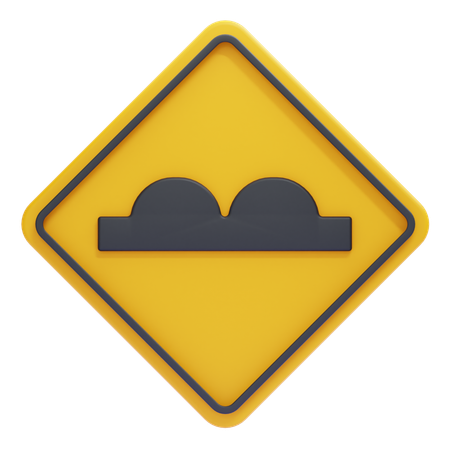 凸凹道の警告標識  3D Icon