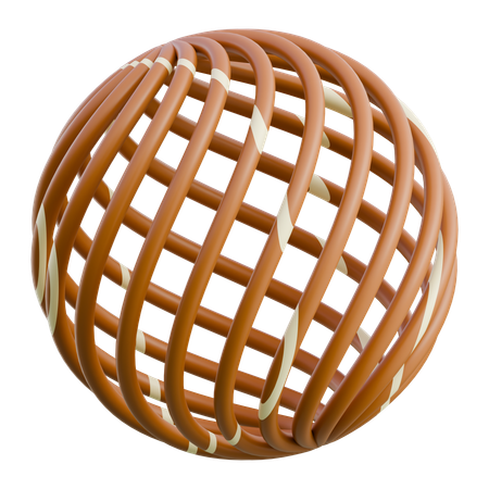 木製の球状格子装飾  3D Icon