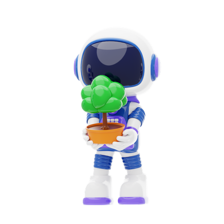 우주인이 다른 행성에 나무를 심다  3D Icon