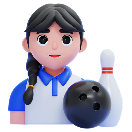 女性ボウラー  3D Icon