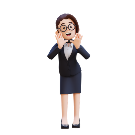 놀란 사업가가 손을 얹고 카메라를 바라보며 소리를 지르고 있다  3D Icon