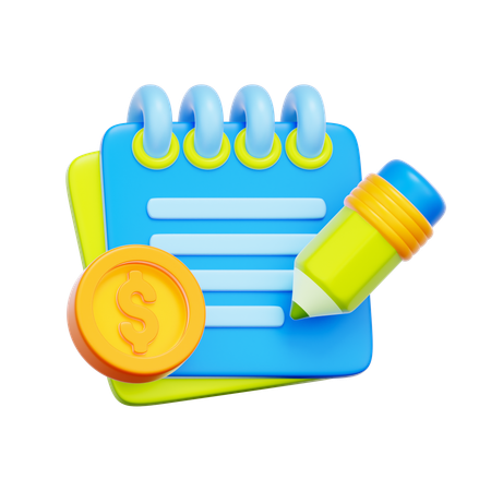 예산 계획 노트  3D Icon