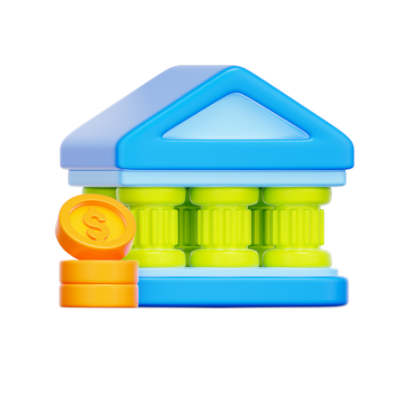 은행 건물 금융  3D Icon