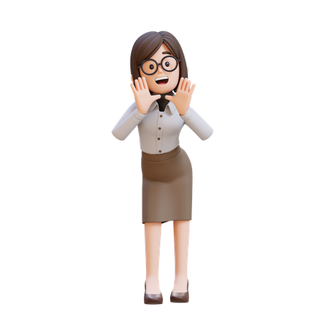 놀란 사업가가 손을 얹고 카메라를 바라보며 소리를 지르고 있다  3D Icon