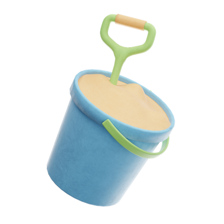 양동이와 삽으로 흙을 퍼내다  3D Icon