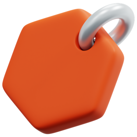 オレンジ色の六角形のタグ  3D Icon