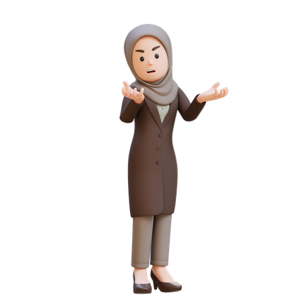 히잡을 쓴 사업가가 분노와 심한 우울감을 호소하다  3D Icon
