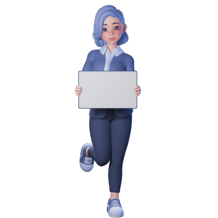 空の白いタブレットを持ちポーズをとる女性教師  3D Icon