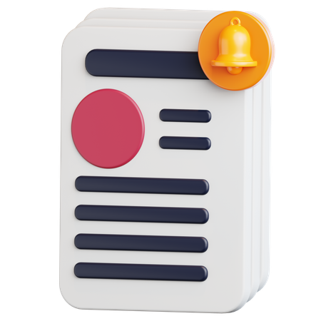 알림 벨이 있는 문서  3D Icon