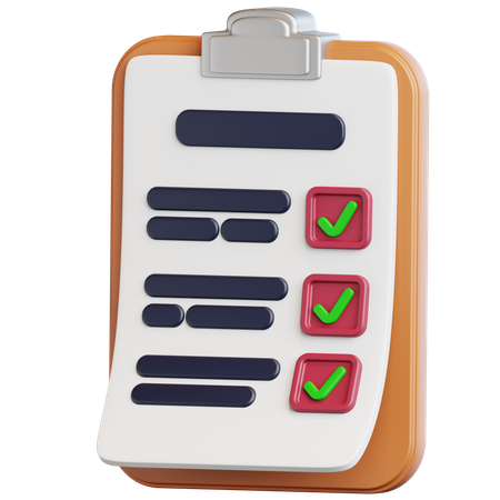체크리스트가 있는 클립보드  3D Icon