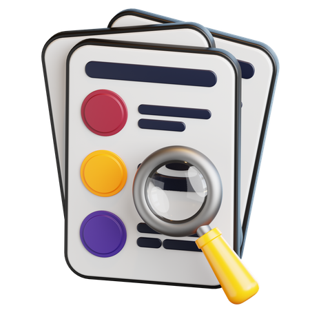 문서 위의 돋보기  3D Icon
