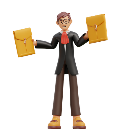 남성 변호사가 파일을 받다  3D Icon