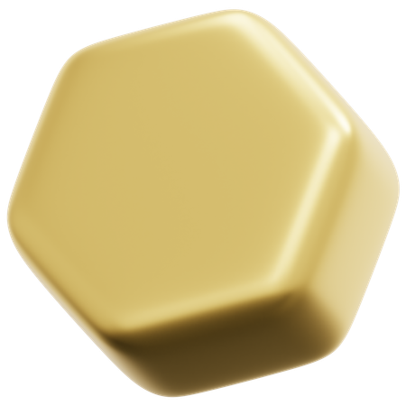 金色の六角柱  3D Icon