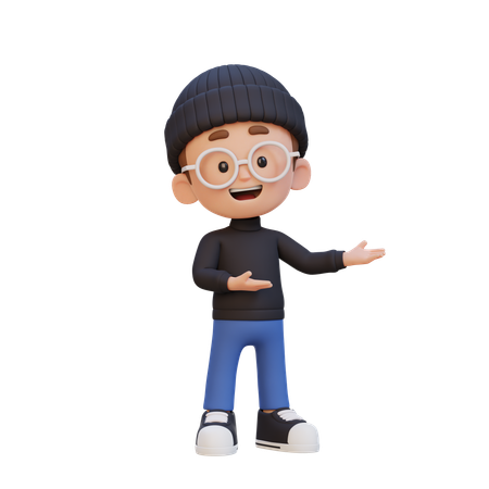 뭔가 옳은 것을 보여주는 어린 소년  3D Icon