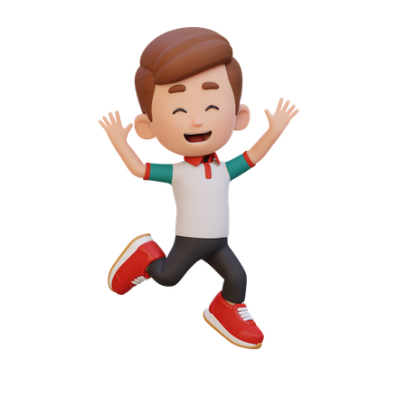 幸せを感じてジャンプポーズをとるかわいい男の子  3D Icon