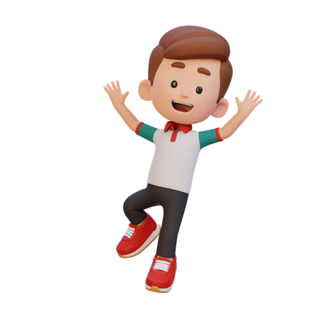 ジャンプポーズをとるかわいい男の子  3D Icon