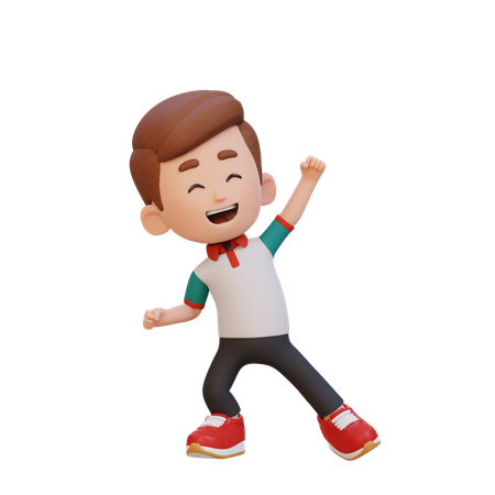 幸せそうなポーズで祝うかわいい男の子  3D Icon