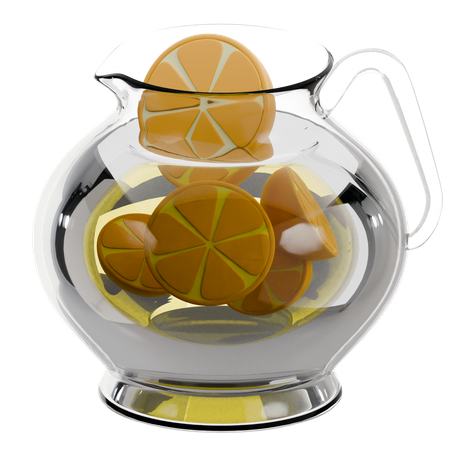 레몬 슬라이스가 담긴 유리 찻주전자  3D Icon