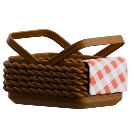 천 안감이 있는 위커 피크닉 바구니  3D Icon
