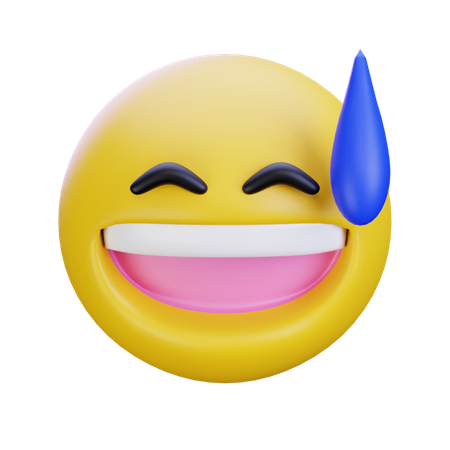 땀으로 얼굴을 찡그리는 감정  3D Icon