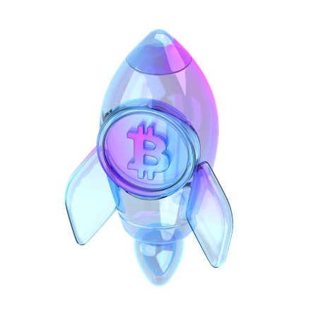 비트코인 로켓  3D Icon