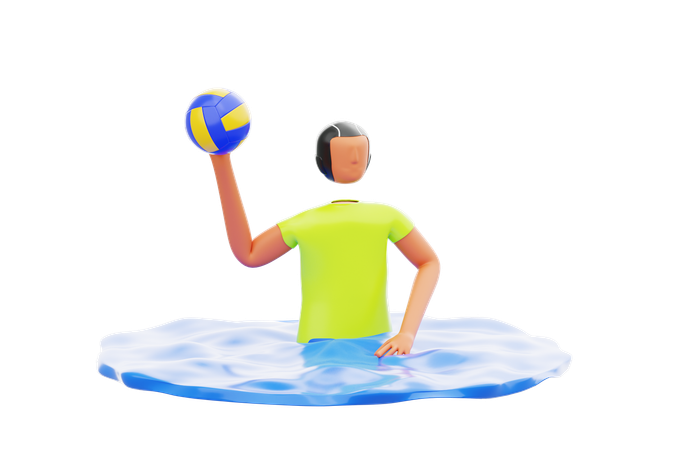 バレーボールを持った水球選手  3D Icon