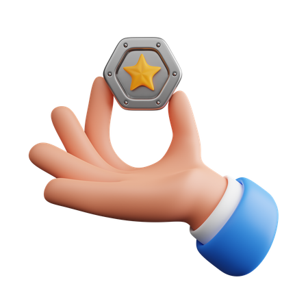 星のバッジを持つ手  3D Icon