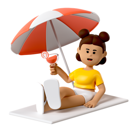 ビーチガールを楽しむ  3D Icon