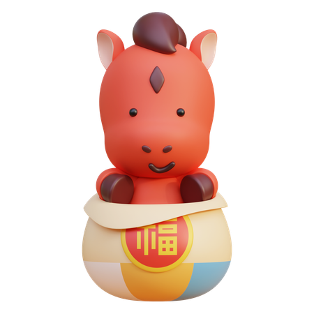 福袋に入った馬  3D Icon