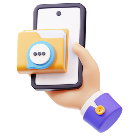 スマートフォンを手に持ったままのチャットのアーカイブ  3D Icon