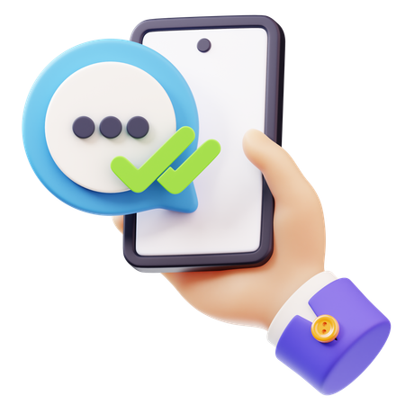 スマートフォンを手に持ちながらメッセージを読む  3D Icon